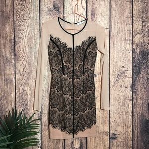 Lush Dress S Nude Lace Mesh Black Body Con